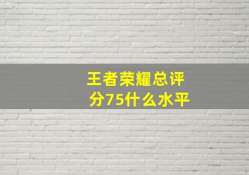 王者荣耀总评分75什么水平