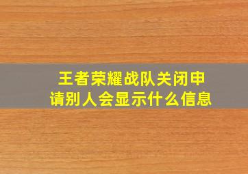 王者荣耀战队关闭申请别人会显示什么信息