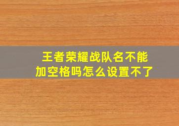 王者荣耀战队名不能加空格吗怎么设置不了