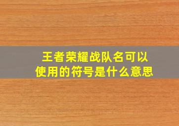 王者荣耀战队名可以使用的符号是什么意思