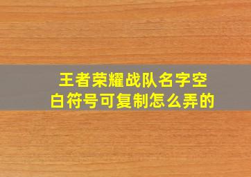 王者荣耀战队名字空白符号可复制怎么弄的