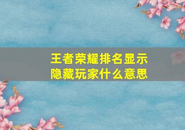 王者荣耀排名显示隐藏玩家什么意思