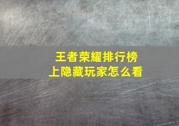 王者荣耀排行榜上隐藏玩家怎么看