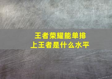 王者荣耀能单排上王者是什么水平