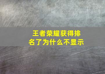 王者荣耀获得排名了为什么不显示