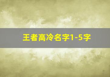 王者高冷名字1-5字