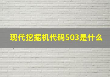 现代挖掘机代码503是什么