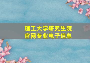 理工大学研究生院官网专业电子信息