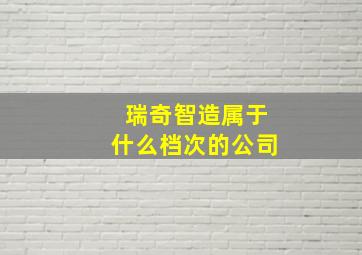 瑞奇智造属于什么档次的公司