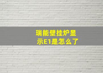 瑞能壁挂炉显示E1是怎么了