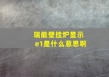 瑞能壁挂炉显示e1是什么意思啊