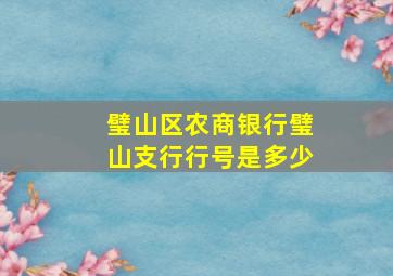 璧山区农商银行璧山支行行号是多少