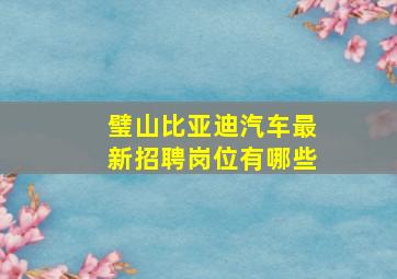 璧山比亚迪汽车最新招聘岗位有哪些