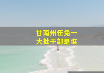 甘南州任免一大批干部是谁