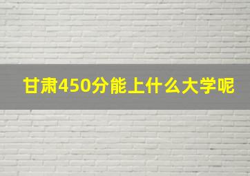 甘肃450分能上什么大学呢