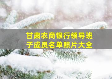 甘肃农商银行领导班子成员名单照片大全