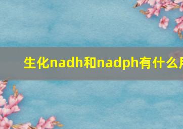 生化nadh和nadph有什么用