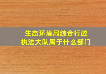 生态环境局综合行政执法大队属于什么部门