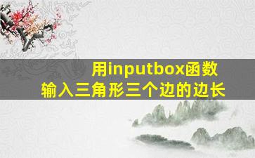 用inputbox函数输入三角形三个边的边长