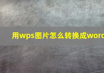 用wps图片怎么转换成word