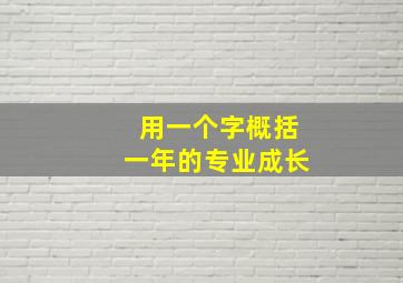 用一个字概括一年的专业成长