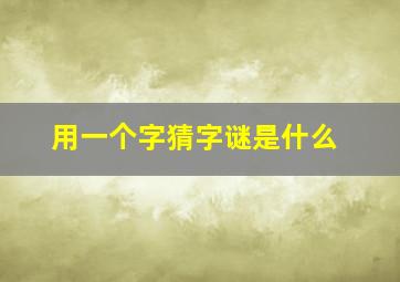 用一个字猜字谜是什么