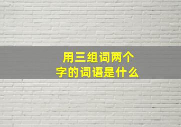 用三组词两个字的词语是什么