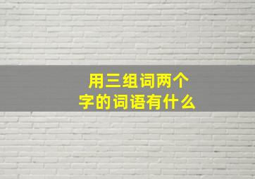 用三组词两个字的词语有什么