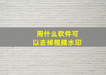 用什么软件可以去掉视频水印