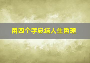 用四个字总结人生哲理