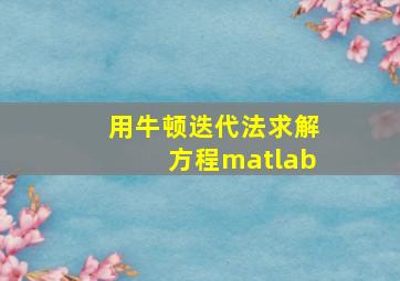 用牛顿迭代法求解方程matlab