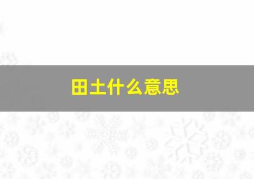 田土什么意思