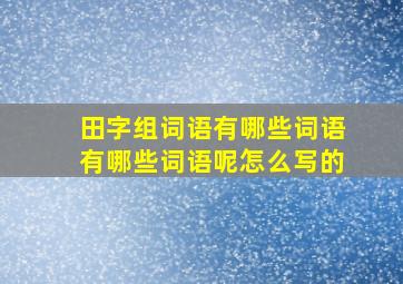 田字组词语有哪些词语有哪些词语呢怎么写的