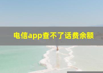 电信app查不了话费余额