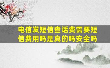 电信发短信查话费需要短信费用吗是真的吗安全吗