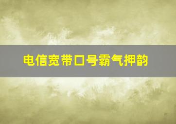 电信宽带口号霸气押韵