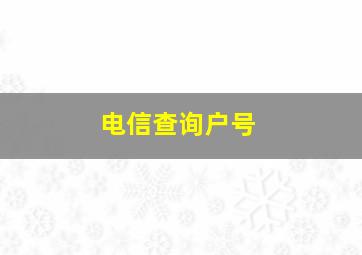 电信查询户号