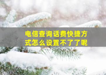 电信查询话费快捷方式怎么设置不了了呢