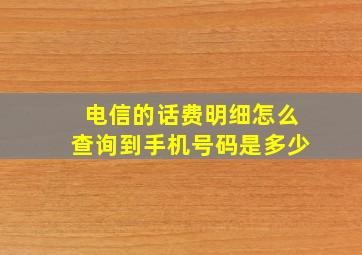 电信的话费明细怎么查询到手机号码是多少