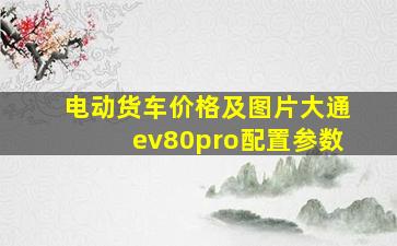 电动货车价格及图片大通ev80pro配置参数