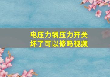 电压力锅压力开关坏了可以修吗视频