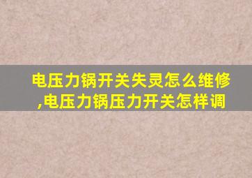 电压力锅开关失灵怎么维修,电压力锅压力开关怎样调