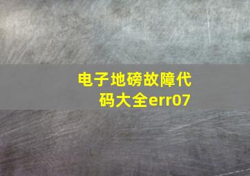 电子地磅故障代码大全err07