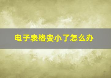 电子表格变小了怎么办