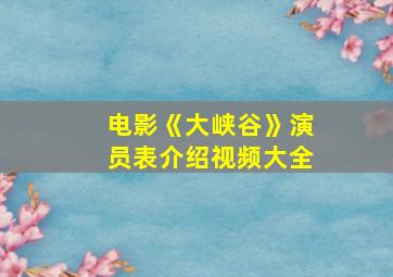 电影《大峡谷》演员表介绍视频大全