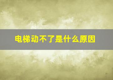 电梯动不了是什么原因