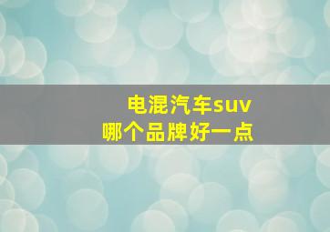 电混汽车suv哪个品牌好一点