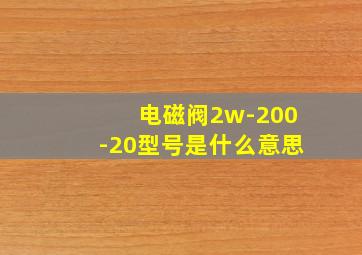 电磁阀2w-200-20型号是什么意思