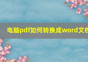 电脑pdf如何转换成word文档