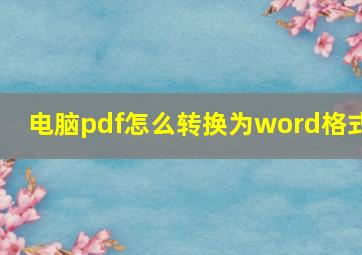 电脑pdf怎么转换为word格式